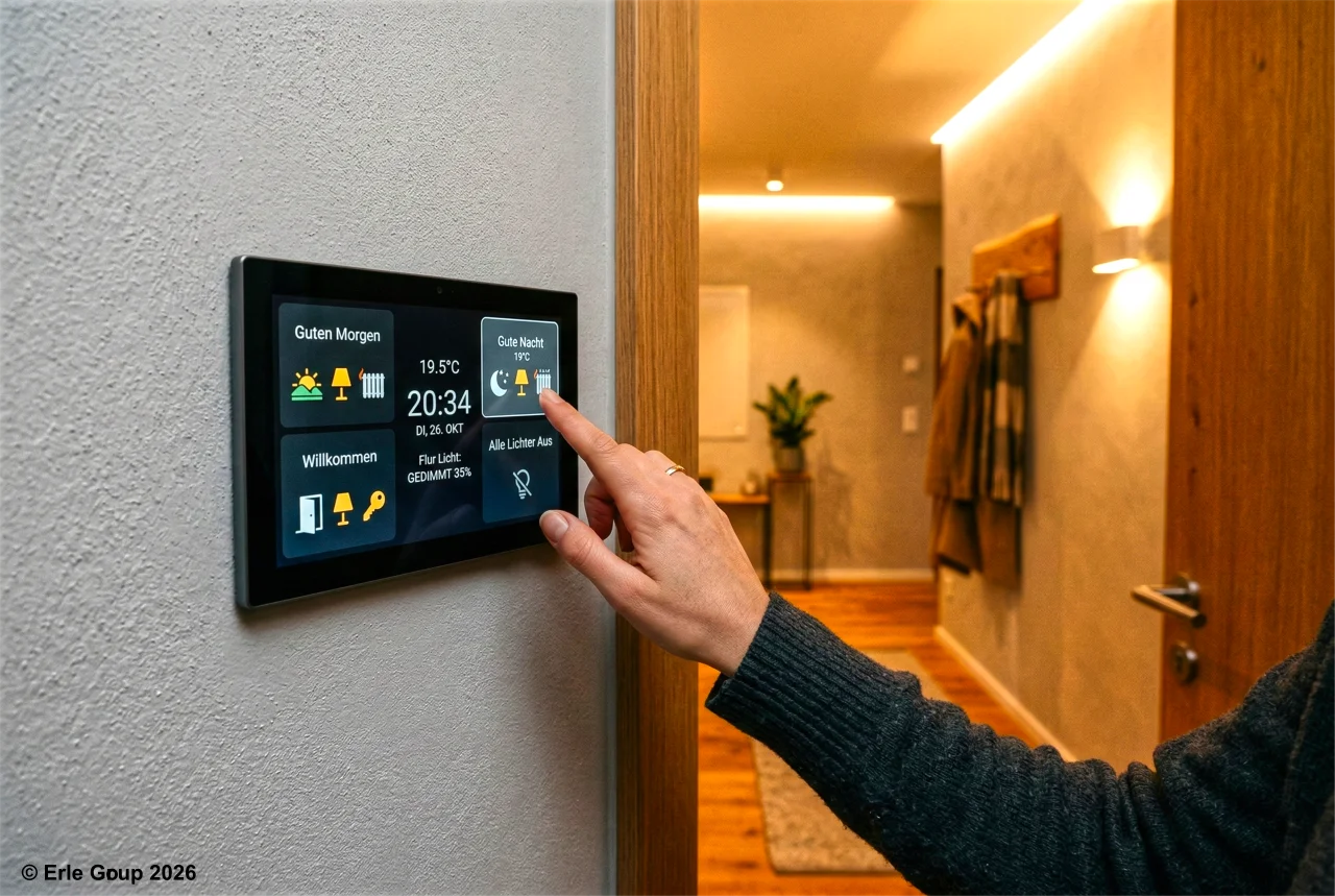 Smart-Home-Steuerung per Tablet mit Szenen für Licht, Heizung und Rollläden