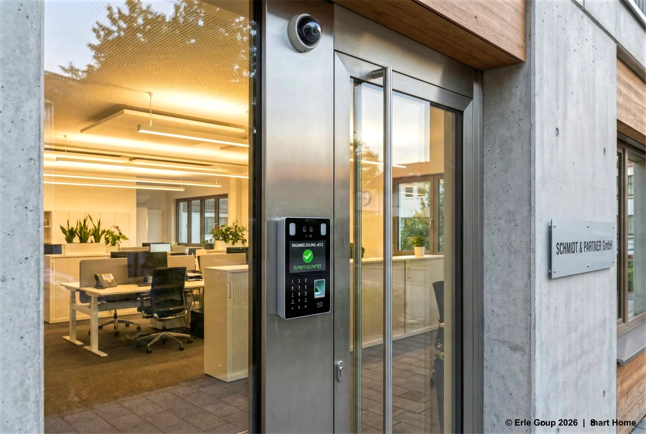 Gewerbebetrieb mit intelligenter Zutrittskontrolle und Gebäudeautomation