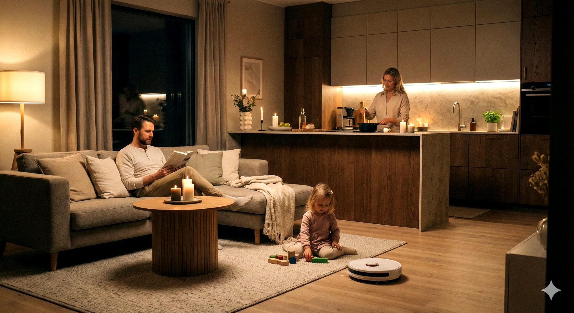 Familie im modernen Wohnzimmer